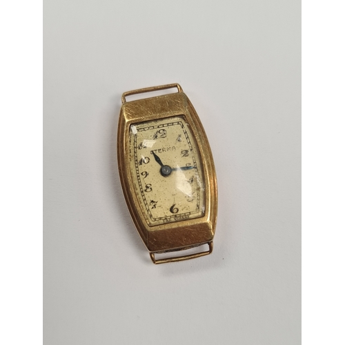 1015A - 18ct gold cased 'Eternal' cocktail watch head, marked  750, AF, no winder, 8g.