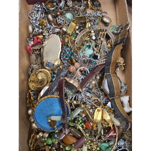 1199A - Tray of various vintage and modern costume jewellery to include vintage watches pretty 'Fero' watch,... 