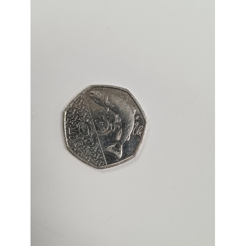 1286 - A 2023 '50p piece' depicting a salmon.