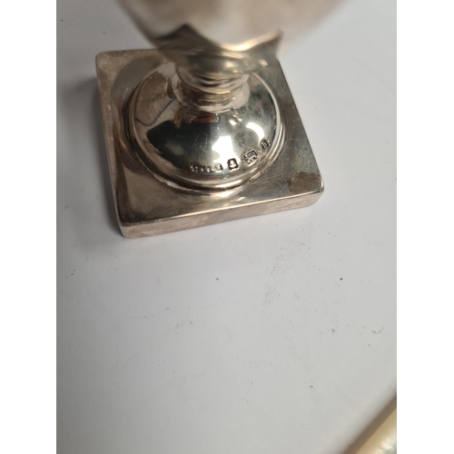 13 - A small silver creamer on a square base, by Cornelius Desormeaux Saunders and James Francis Hollings... 