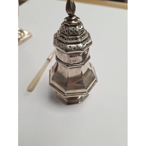 13 - A small silver creamer on a square base, by Cornelius Desormeaux Saunders and James Francis Hollings... 