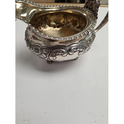 23 - A Georgian silver tea service items of attractive design, London 1823, maker HB possibly, teapot app... 