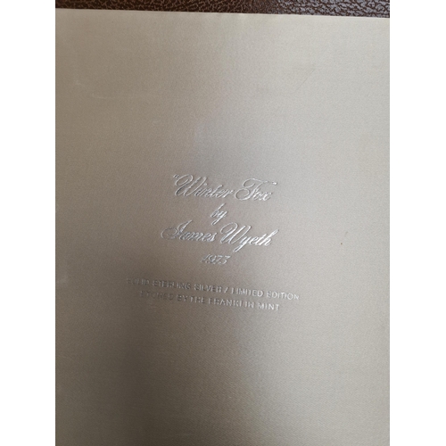26 - Franklin Mint:  James Wyeth Sterling Silver plate by John Pinches 'Winter Fox' with paperwork, and b... 