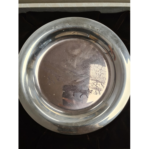 26 - Franklin Mint:  James Wyeth Sterling Silver plate by John Pinches 'Winter Fox' with paperwork, and b... 