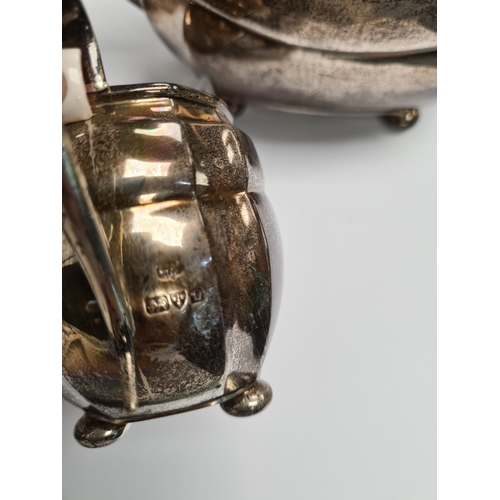 27 - A silver tea service hallmarked Chester 1929. S Blanckensee and Son Ltd. Comprising teapot, creamer ... 