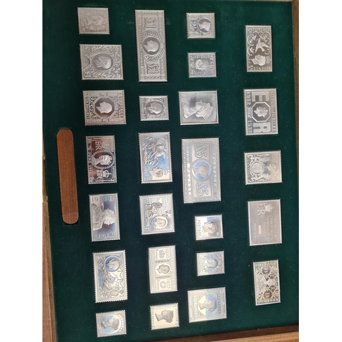 32 - The Stamps of Royalty, a set of 25 silver stamps, in a fitted case, with certificates, and with the ... 