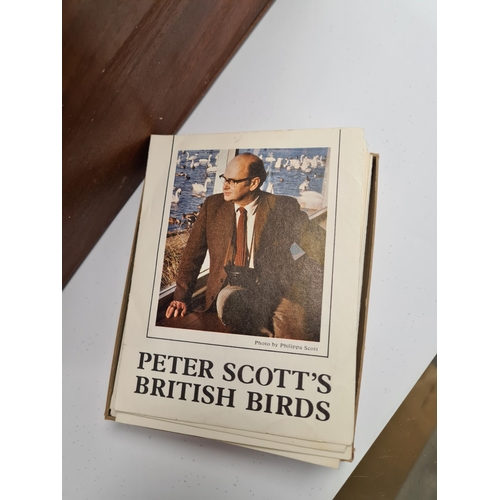 35 - John Pinches, Peter Scott's British Birds, Seven trays of five medals of birds, with the cards with ... 