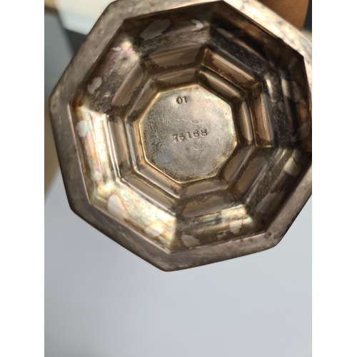 38 - A silver caster, Birmingham 1919, on a raised pedestal, octagonal base. 17.5cm tall approx. Conditio... 