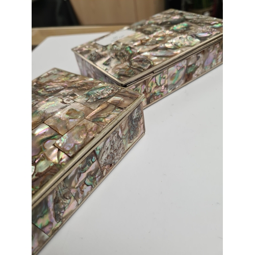 50 - A plated Mexican plate by Los Castillo, Taxco. Having pretty Mother of Pearl and Abaloney details. A... 