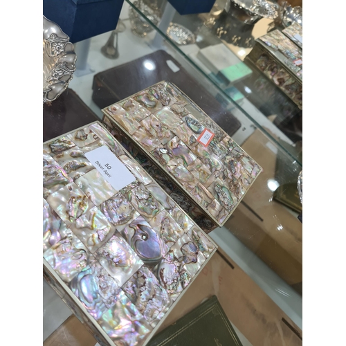 50 - A plated Mexican plate by Los Castillo, Taxco. Having pretty Mother of Pearl and Abaloney details. A... 