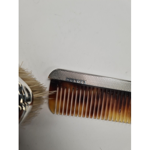 54 - Silver dressing table, items by Deakin and Francis Ltd., Birmingham 1975-1976. Having engine turned ... 