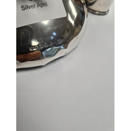 57 - A silver inkwell by Deakin and Francis Ltd., Birmingham 1921. Also with a silver mustard by Goldsmit... 