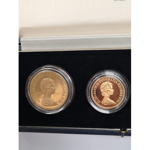 1114 - Royal Mint; 'The 1982 United Kingdom Gold Proof Collection' containing a 22ct gold £5, £2, Sovereign... 