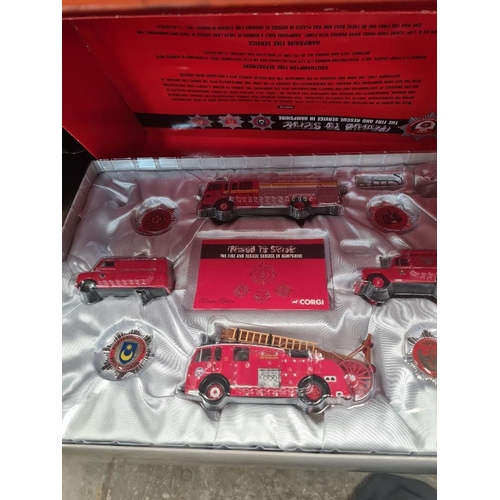 245 - Corgi Fire and Rescue set with Hampshire livery, a Pro Racing wheel and pedal set for Video games