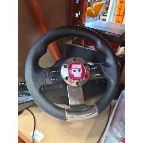245 - Corgi Fire and Rescue set with Hampshire livery, a Pro Racing wheel and pedal set for Video games