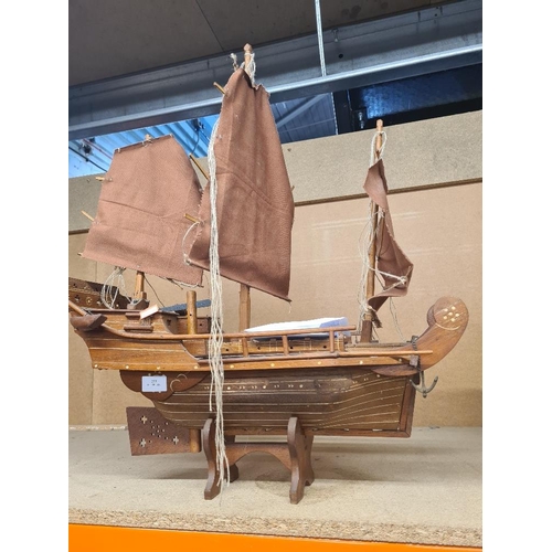 278 - Modern wooden model of masted ship