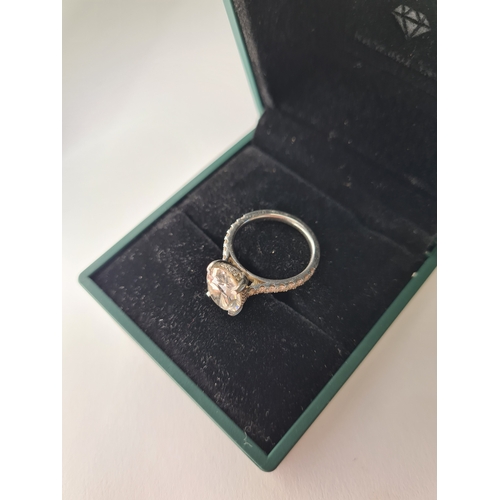 Unmarked white metal, possibly 18ct white gold diamond ring with large ...