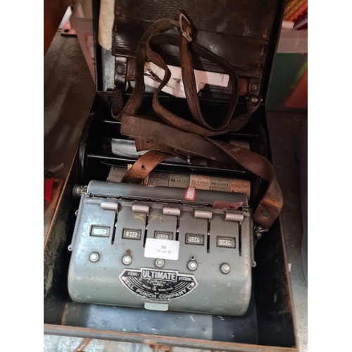 Vintage bus conductors ticket machine by Bell Punch Company in tin case
