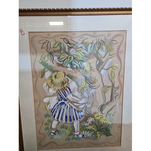 Three pictures including an abstract oil by Geoffrey Rigden