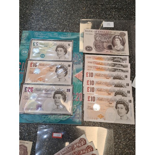 UK bank notes, face value approximately £140 to include run of 10 ...