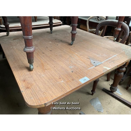 128 - WOODEN DINING TABLE, 53.5 X 47 X 27 INCHES / LOCATED AT VICTORIA ANTIQUES, WADEBRIDGE, PL27 7DD