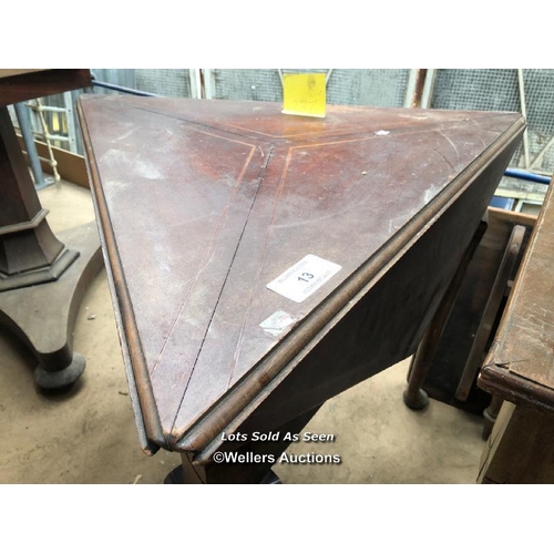 13 - HEXAGONAL FOLDING LEAF TABLE, 36 X 28 INCHES / LOCATED AT VICTORIA ANTIQUES, WADEBRIDGE, PL27 7DD