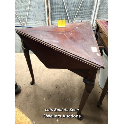 13 - HEXAGONAL FOLDING LEAF TABLE, 36 X 28 INCHES / LOCATED AT VICTORIA ANTIQUES, WADEBRIDGE, PL27 7DD