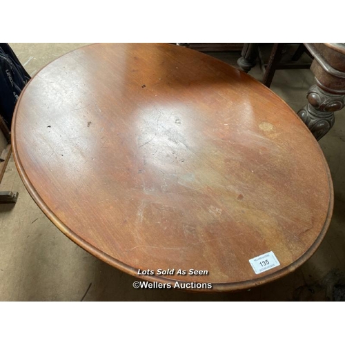 135 - OVAL COFFEE TABLE ON CASTORS, 47 X 35 X 18 INCHES / LOCATED AT VICTORIA ANTIQUES, WADEBRIDGE, PL27 7... 