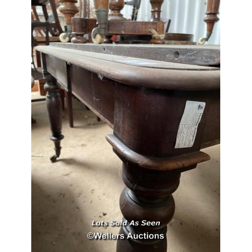 139 - SQUARE DINING TABLE ON CASTORS, 47 X 47 X 28 INCHES / LOCATED AT VICTORIA ANTIQUES, WADEBRIDGE, PL27... 