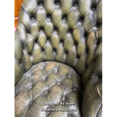 144 - CHESTERFIELD OFFICE CHAIR ON SWIVEL CASTORS / LOCATED AT VICTORIA ANTIQUES, WADEBRIDGE, PL27 7DD