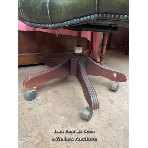 144 - CHESTERFIELD OFFICE CHAIR ON SWIVEL CASTORS / LOCATED AT VICTORIA ANTIQUES, WADEBRIDGE, PL27 7DD