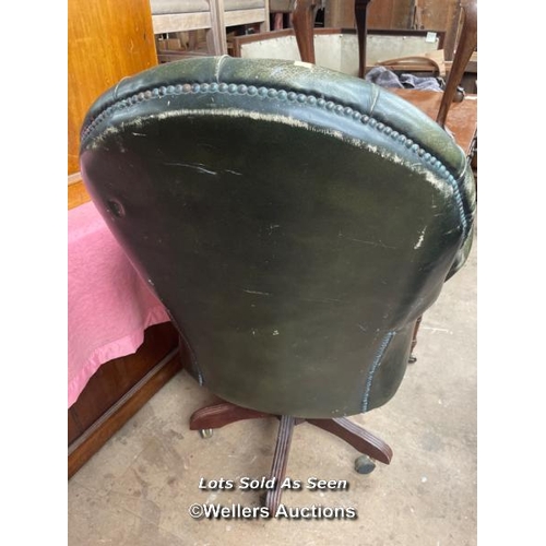 144 - CHESTERFIELD OFFICE CHAIR ON SWIVEL CASTORS / LOCATED AT VICTORIA ANTIQUES, WADEBRIDGE, PL27 7DD