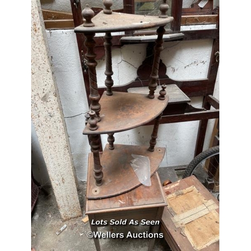 168 - FOUR VARIOUS PIECES OF ANTIQUE FURNITURE INCLUDING HALLWAY STAND, ALL IN NEED OF RESTORATION / LOCAT... 