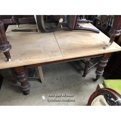 27 - PARTLY REFURBISHED TABLE ON CASTORS, 55 X 43 X 30 INCHES / LOCATED AT VICTORIA ANTIQUES, WADEBRIDGE,... 