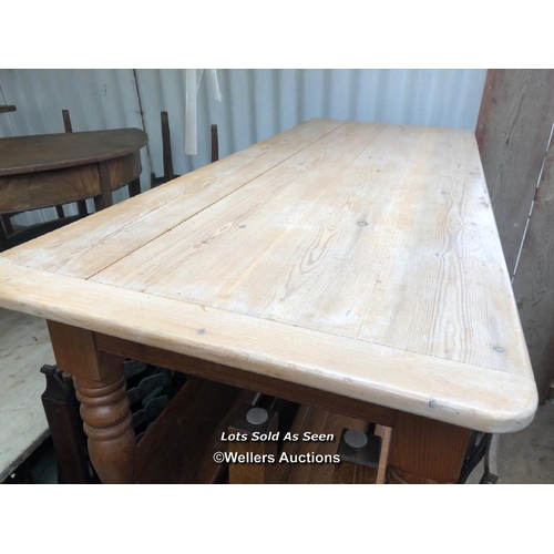 37 - PINE KITCHEN TABLE WITH TWO DRAWERS, 77 X 30 X 31 INCHES / LOCATED AT VICTORIA ANTIQUES, WADEBRIDGE,... 