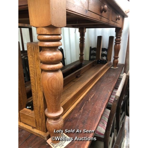 37 - PINE KITCHEN TABLE WITH TWO DRAWERS, 77 X 30 X 31 INCHES / LOCATED AT VICTORIA ANTIQUES, WADEBRIDGE,... 