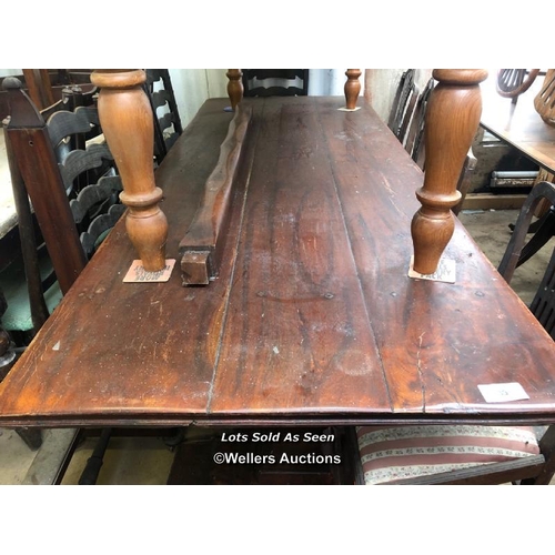 39 - LARGE FAMILY DINING TABLE ON HUGE FEET, 93 X 36 X 30 INCHES / LOCATED AT VICTORIA ANTIQUES, WADEBRID... 