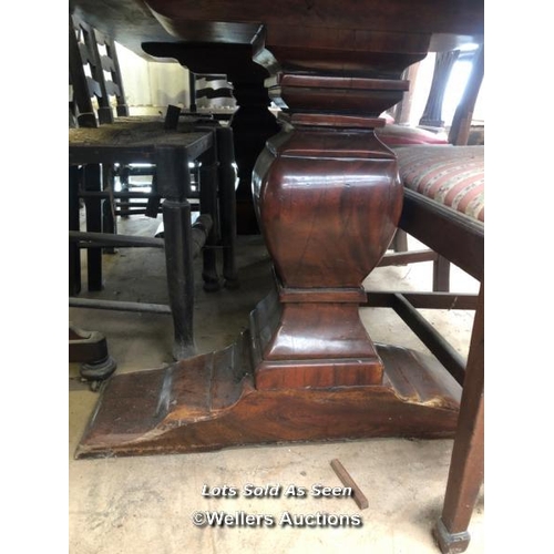 39 - LARGE FAMILY DINING TABLE ON HUGE FEET, 93 X 36 X 30 INCHES / LOCATED AT VICTORIA ANTIQUES, WADEBRID... 