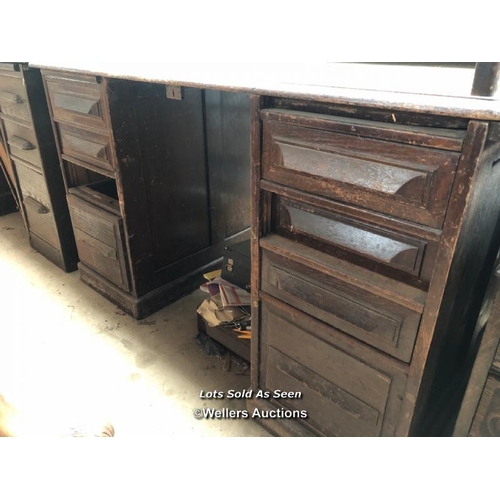 4 - ROLL TOP DESK OVER EIGHT DRAWERS, 48.5 X 29 X 46.5 INCHES / LOCATED AT VICTORIA ANTIQUES, WADEBRIDGE... 