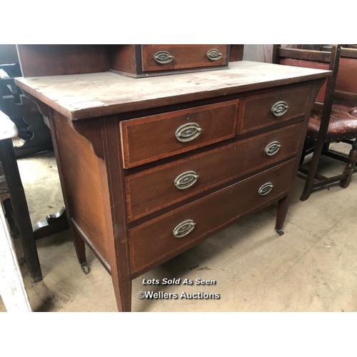 40 - DRESSING TABLE WITH MIRROR AND SIX DRAWERS ON CASTORS, 42 X 18.5 X 68 INCHES / LOCATED AT VICTORIA A... 