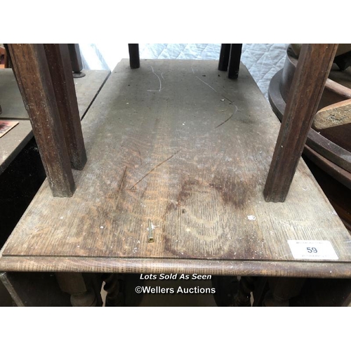 59 - DROP LEAF TABLE, 41.5 X 60 X 29.5 INCHES, FULLY EXTENDED / LOCATED AT VICTORIA ANTIQUES, WADEBRIDGE,... 