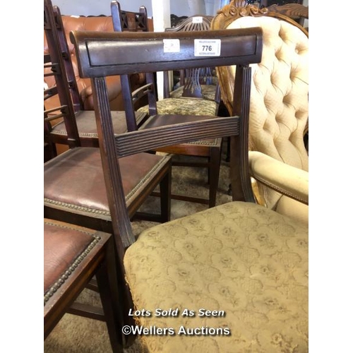 776 - *BAR BACK CHAIR WITH UPHOLSTERED SEAT / LOCATED AT VICTORIA ANTIQUES, WADEBRIDGE, PL27 7DD