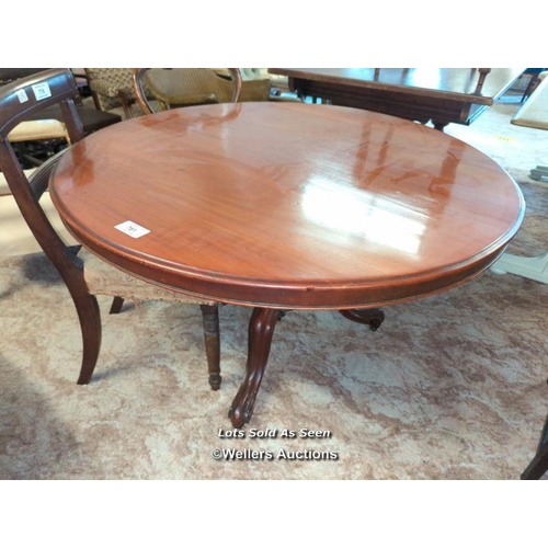 781 - *VICTORIAN MAHOGANY CIRCULAR DINING TABLE ON TRIPOD BASE, 117CM DIAMETER X 71CM HIGH / LOCATED AT VI... 