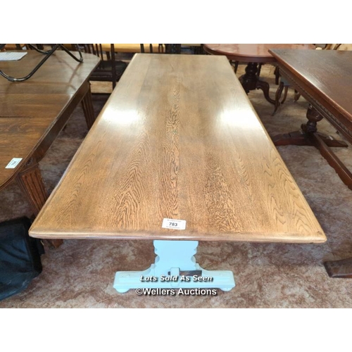 783 - *OAK REFECTORY TABLE WITH PAINTED LEGS, 198 X 81 X 73CM / LOCATED AT VICTORIA ANTIQUES, WADEBRIDGE, ... 