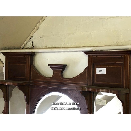 792 - *INLAID OVERMANTEL MIRROR, 127 X 78CM / LOCATED AT VICTORIA ANTIQUES, WADEBRIDGE, PL27 7DD