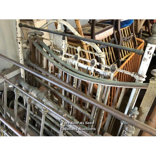 80 - APPROX FIVE ASSORTED METAL BEDFRAMES / LOCATED AT VICTORIA ANTIQUES, WADEBRIDGE, PL27 7DD