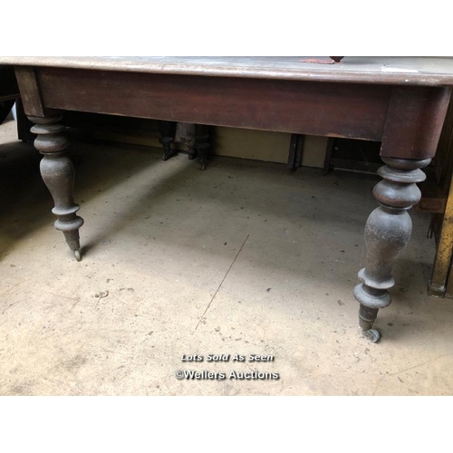 87 - SQUARE DINING TABLE ON CASTORS, 52 X 52 X 29 INCHES / LOCATED AT VICTORIA ANTIQUES, WADEBRIDGE, PL27... 