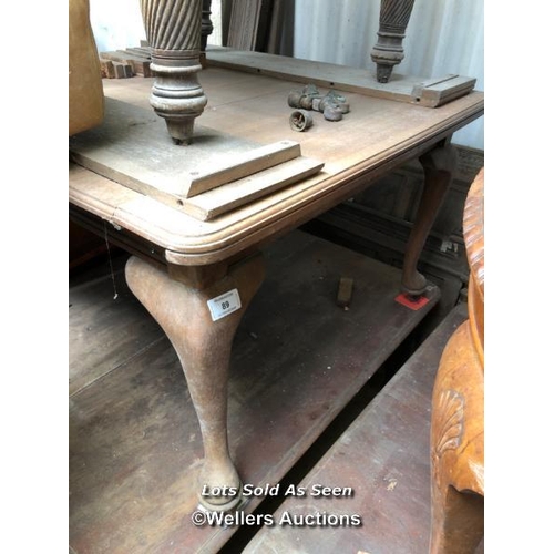 89 - SQUARE DINING TABLE ON CASTORS, 49 X 49 X 29.5 INCHES / LOCATED AT VICTORIA ANTIQUES, WADEBRIDGE, PL... 