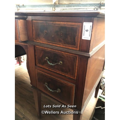 9 - INLAID DRESSING TABLE WITH SEVEN DRAWERS, 54 X 23.5 X 32 INCHES / LOCATED AT VICTORIA ANTIQUES, WADE... 