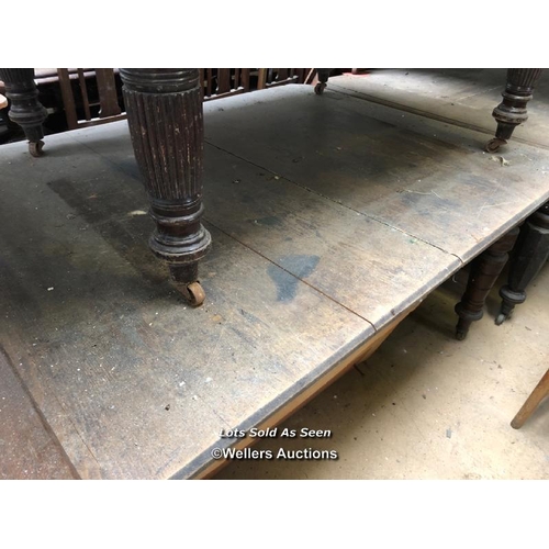 93 - RECTANGULAR DINING TABLE ON CASTORS, 57 X 45.5 X 28 INCHES / LOCATED AT VICTORIA ANTIQUES, WADEBRIDG... 